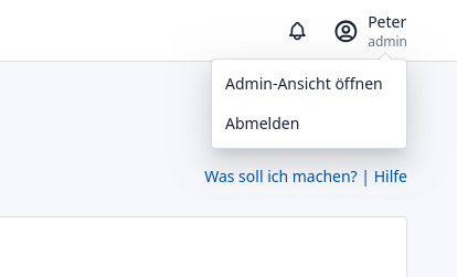 Ansicht des Downdowns in der oberen rechten Ecke